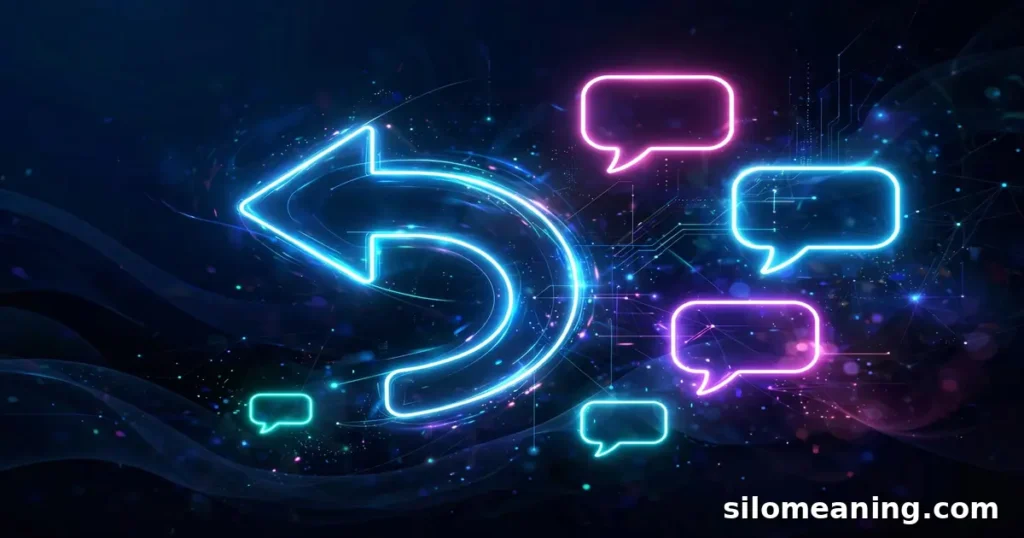 Glowing neon reply icons showing warm ways to respond when someone says tc