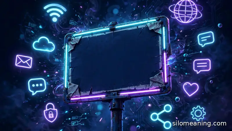 Dark neon illustration of a glowing meme-style street sign with chat icons, representing the origin of the CMM change my mind meme