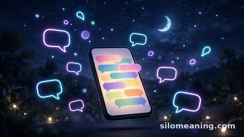 Night-time smartphone chat bubbles showing how GNF is used in real conversations