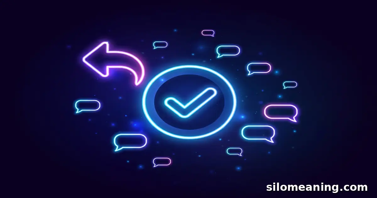 Glowing neon reply arrow and checkmark with chat bubbles showing how to respond to MFA texts