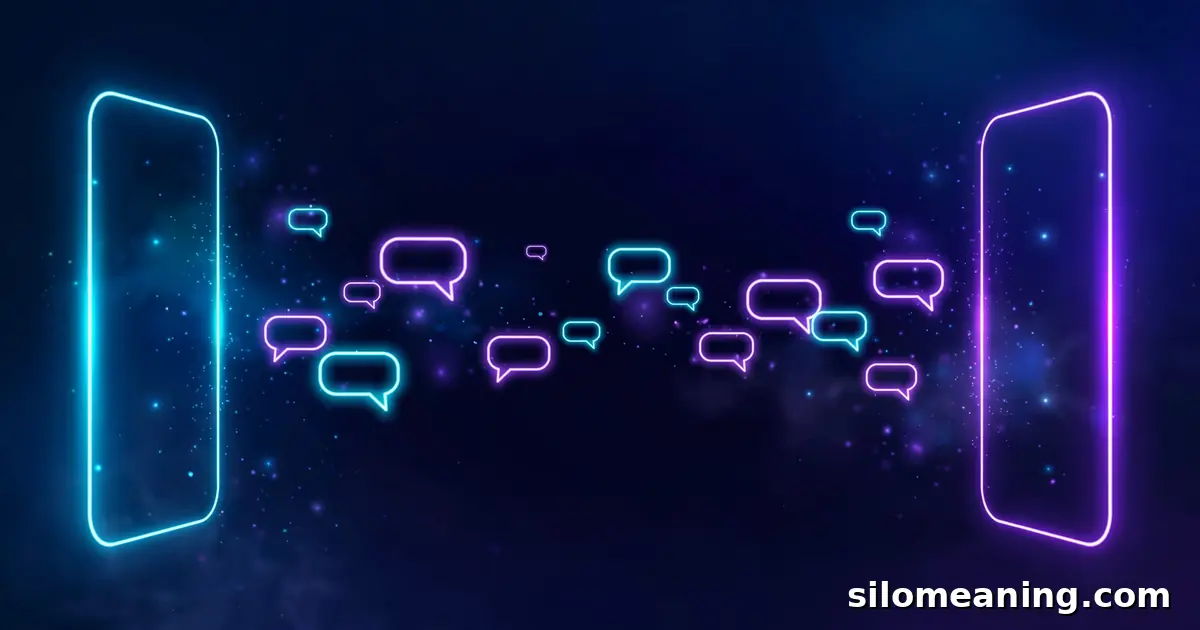 Glowing neon phones and chat bubbles illustrating realistic MFF text conversations in dating apps
