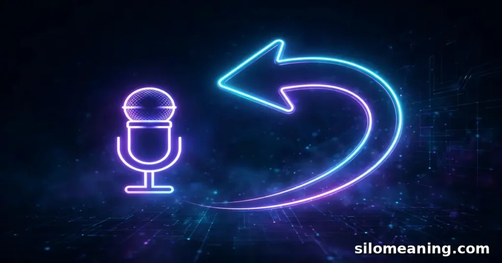 Glowing neon reply icons and microphone illustrating how to respond to a QA announcement
