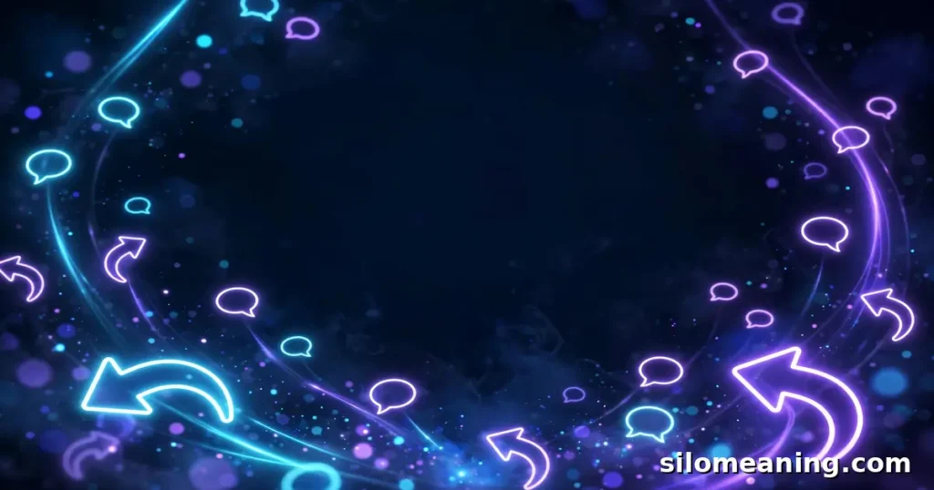 Glowing neon reply icons and speech bubbles illustrating smart ways to respond when someone types RBN